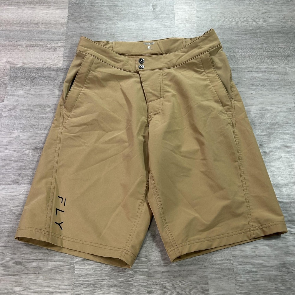 Fly Racing Shorts Mens 30 Beige Microfiber Biker Moto Pockets 11 Inch‎ Inseam